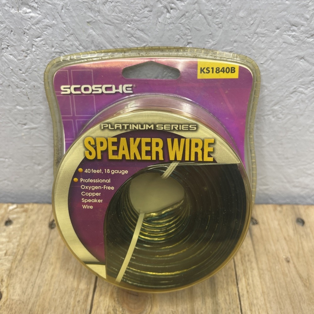 Scosche Platinum Speaker Wire 40 Ft 18 Gauge Oxygen Free Copper KS1840B